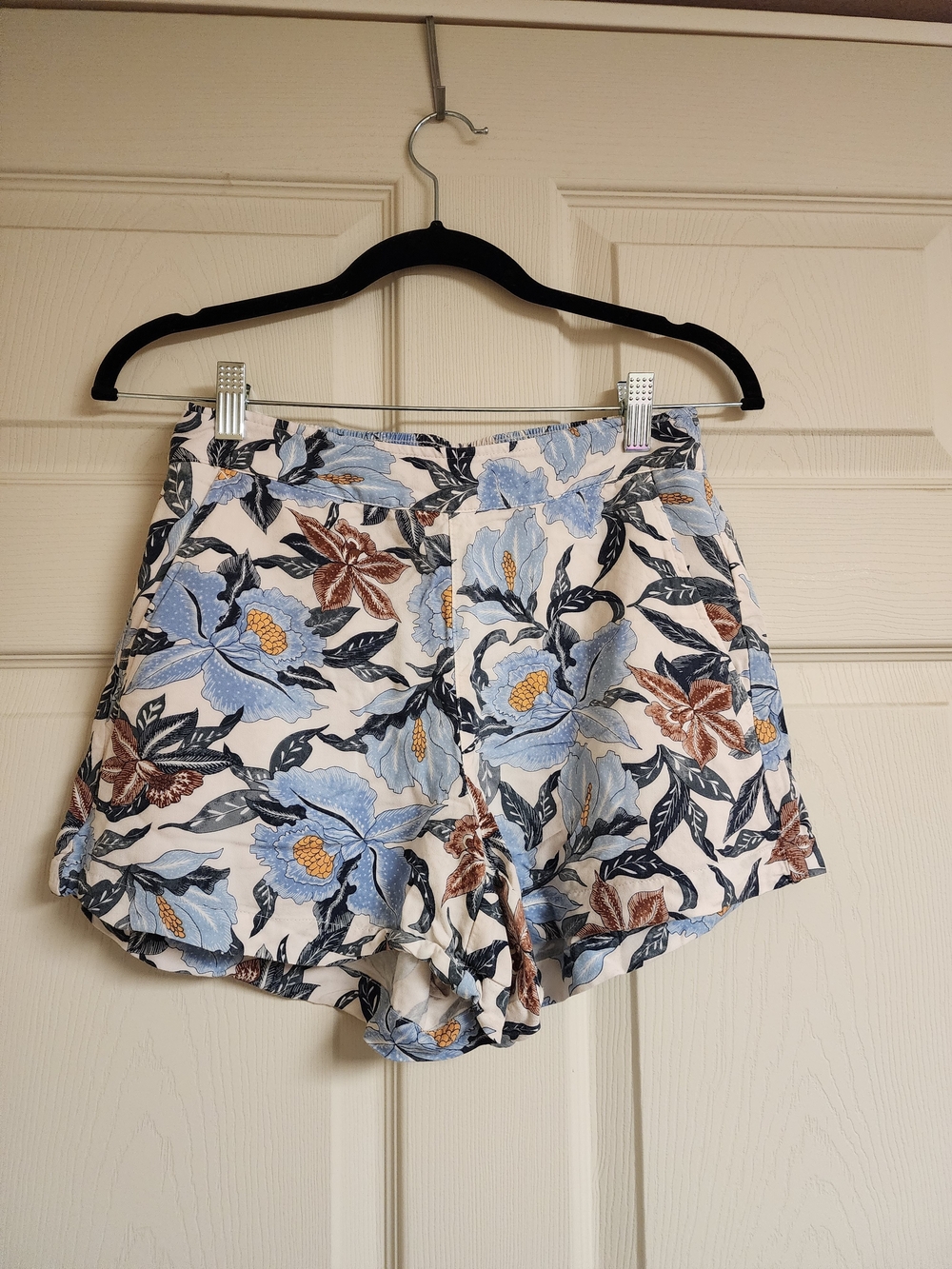 Old Navy High-Waist Floral Print Shorts - Blue, Brown, Cream